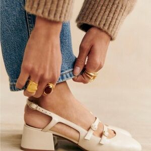 Sezane Cream Block Heel Women's Shoes